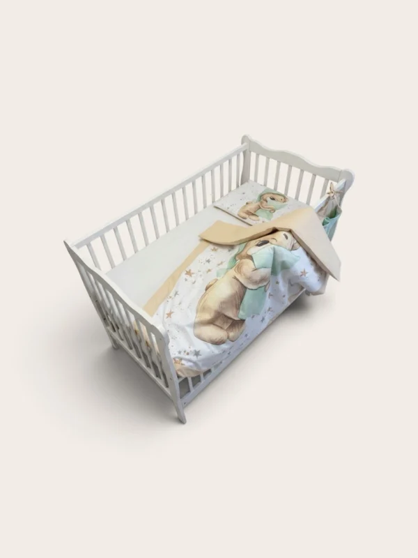 Zestaw do łóżeczka Pillow Bear – beżowo-miętowy