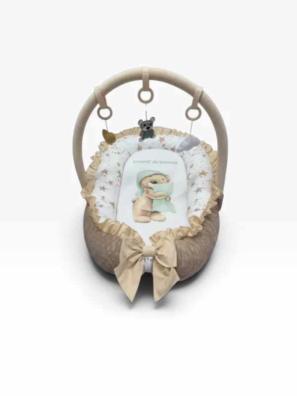 Zestaw do łóżeczka Pillow Bear – beżowo-miętowy