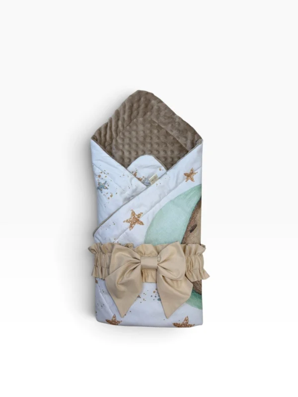 Zestaw do łóżeczka Pillow Bear – beżowo-miętowy