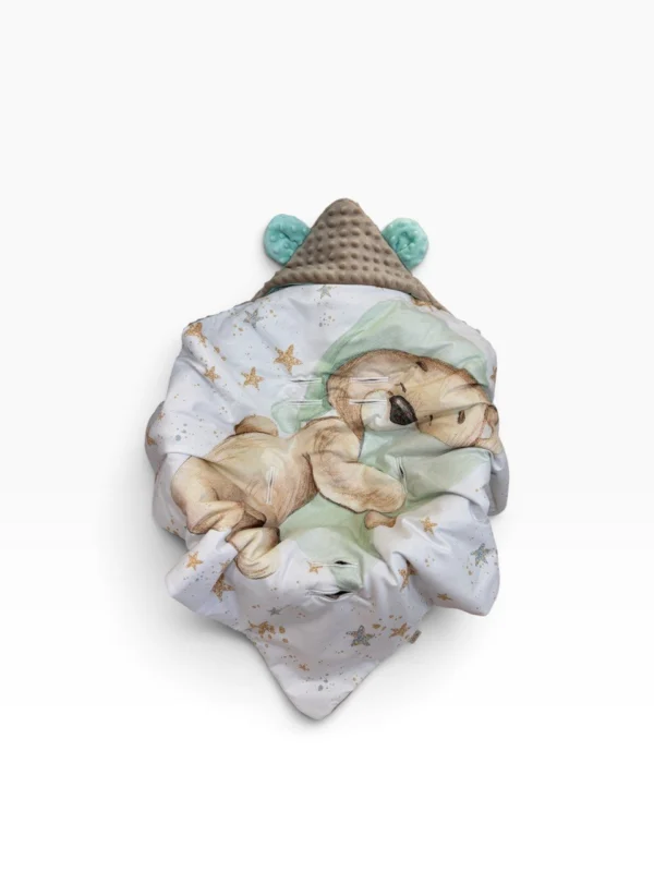 Zestaw do łóżeczka Pillow Bear – beżowo-miętowy